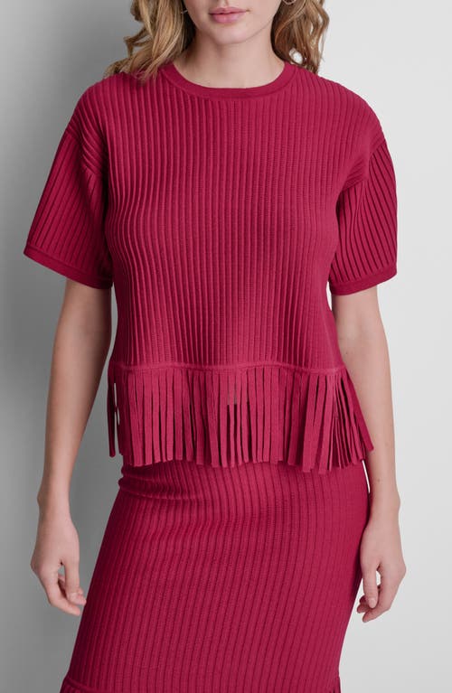 DKNY DKNY Fringe Short Sleeve Sweater