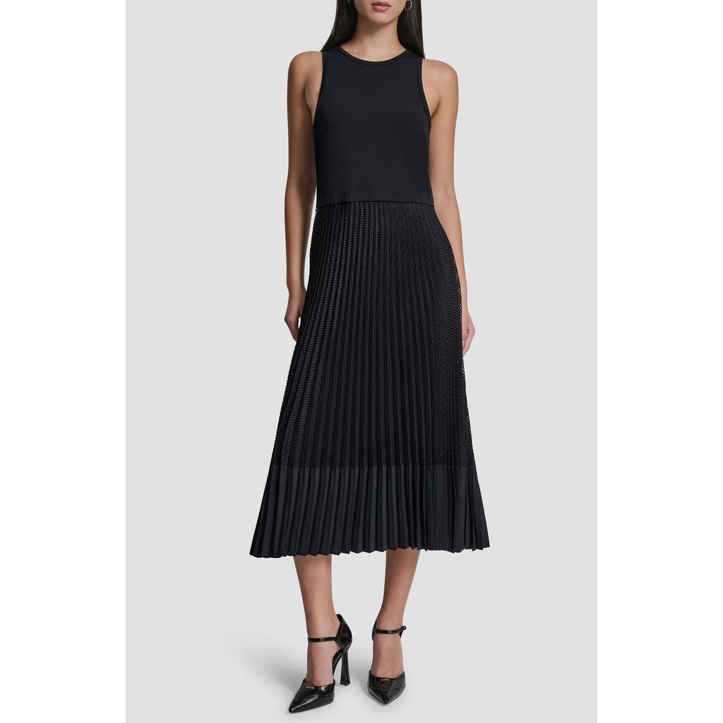 DKNY DKNY Mixed Media Pleat Midi Dress