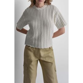 DKNY DKNY Open Lattice Stitch Short Sleeve Sweater