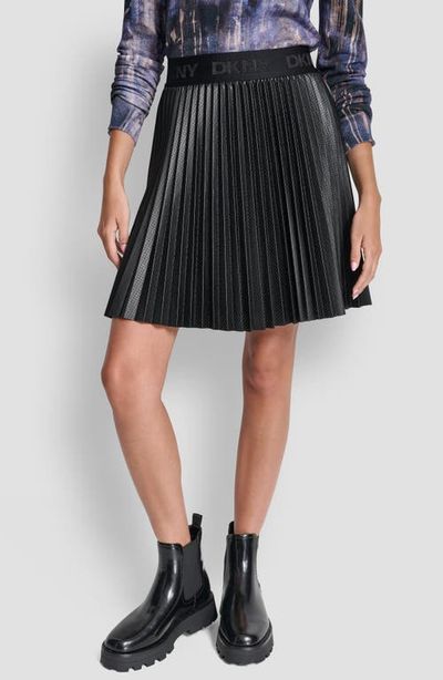 DKNY DKNY Pleated Faux Leather Miniskirt