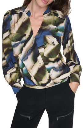 DKNY DKNY Print Surplice Top