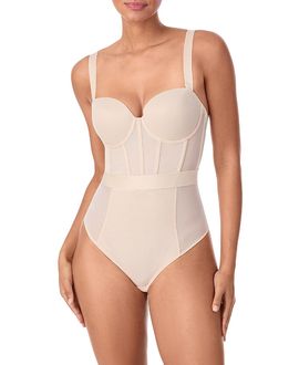 Dkny Dkny Sheers Cupped Strapless Mesh Panel Bodysuit
