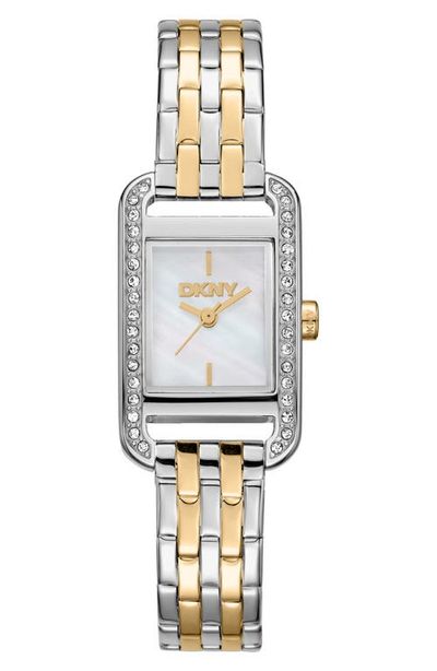 DKNY DKNY Signature Shape Crystal Bezel Tank Bracelet Watch, 20mm x 33mm