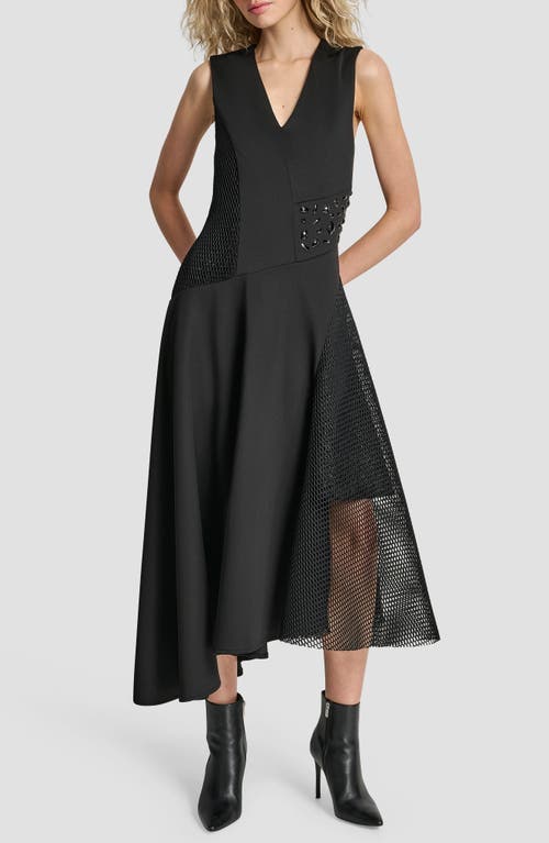 DKNY DKNY Sleevless Mixed Media Asymmetric Maxi Dress