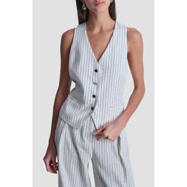DKNY DKNY Stripe Linen Blend Vest