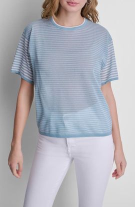 DKNY DKNY Stripe Short Sleeve Sweater