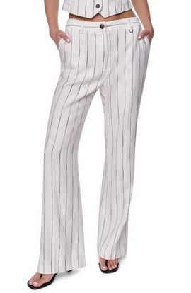 DKNY DKNY Stripe Straight Leg Linen Blend Pants