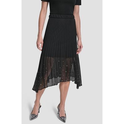 DKNY DKNY Studded Pleated Chiffon Midi Skirt