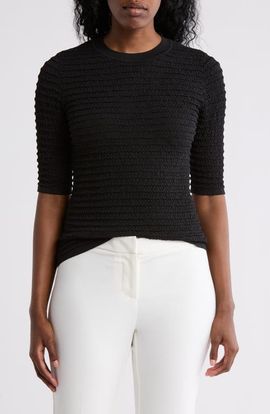DKNY DKNY Textured Short Sleeve Knit Top