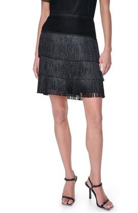 DKNY DKNY Tiered Fringe Miniskirt