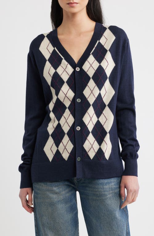 DL1961 DL1961 Argyle Extra Fine Merino Wool V Neck Cardigan