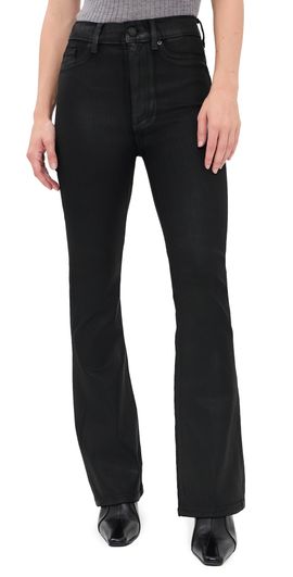 DL1961 DL1961 Bridget Boot Instasculpt High Rise Petite Coated Jeans Black Coated