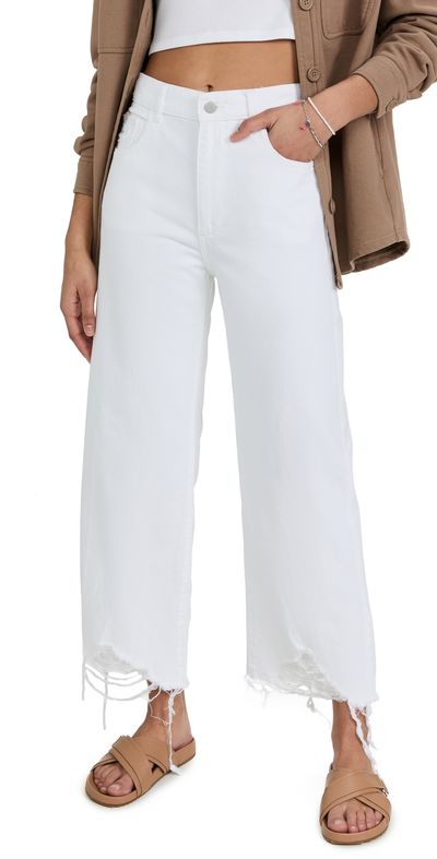 DL1961 DL1961 Hepburn Wide Leg High Rise Jeans White Distressed