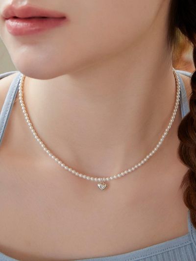 dmoment Cherish N Swarovski Pearl 925 Silver Necklace