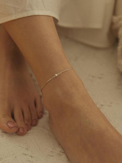 dmoment Dahlia Ball Anklet (925 Sterling Silver)