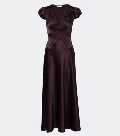 Doen Dôen Coraline lace-trimmed silk satin midi dress