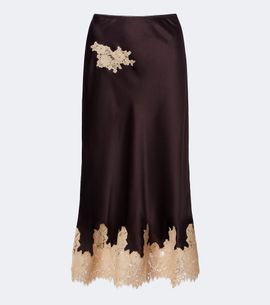 Doen Dôen Elowen lace-trimmed silk satin midi skirt