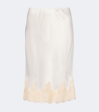 Doen Dôen Elowette lace-trimmed silk satin midi skirt