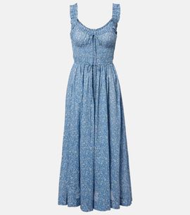 Doen DÃ´en Emmarretta floral shirred voile midi dress