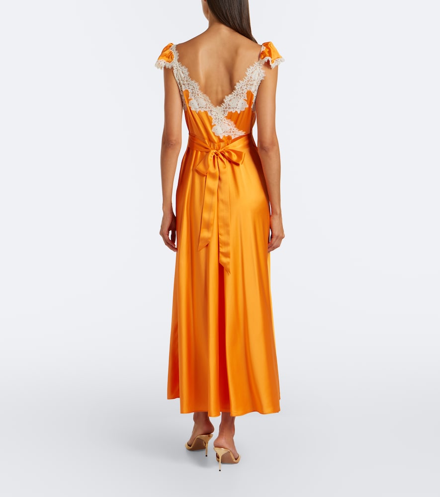 doen orange dress DEN Printed Long Dress - Orange Dresses, Clothing - WDOEN61610