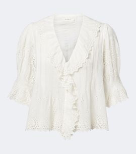 Doen Dôen Henri broderie anglaise ruffled cotton blouse