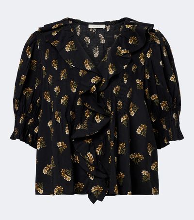 Doen Dôen Henri floral ruffled cotton-blend blouse