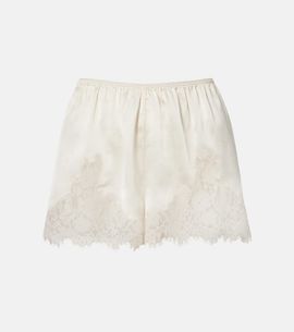 Doen DÃ´en Iona lace-trimmed silk shorts