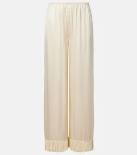 Doen DÃ´en Lavon fringed silk satin wide-leg pants
