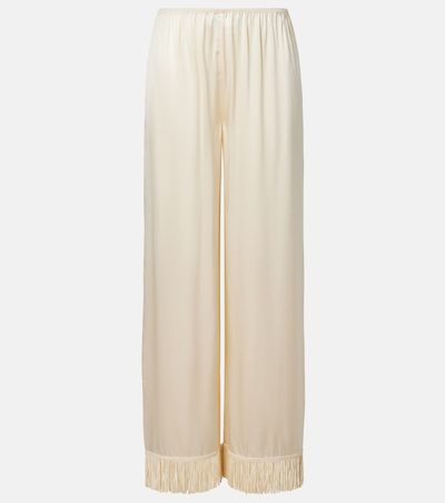 Doen DÃ´en Lavon fringed silk satin wide-leg pants