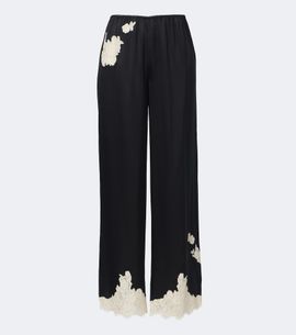 Doen Dôen Lavon lace-trimmed silk satin straight pants