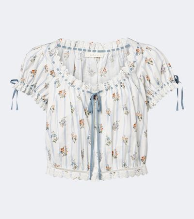Doen Dôen Nera embroidered printed cotton top