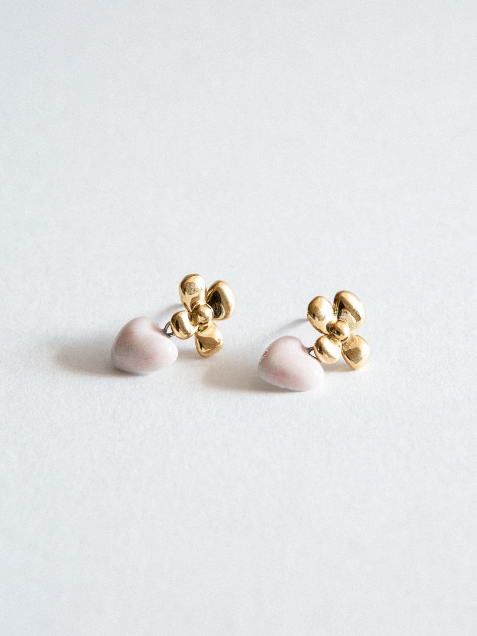 DOL Flower Heart Earring [Pink snow]