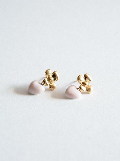 DOL Flower Heart Earring [Pink snow]