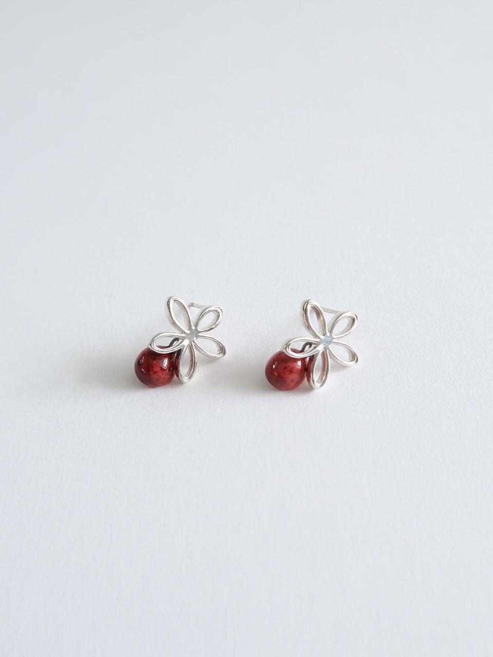 DOL Silver 925 Line Flower Drop Earring (DOL Floral transition 03)