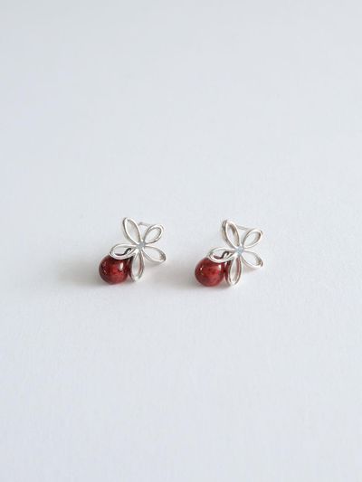 DOL Silver 925 Line Flower Drop Earring (DOL Floral transition 03)