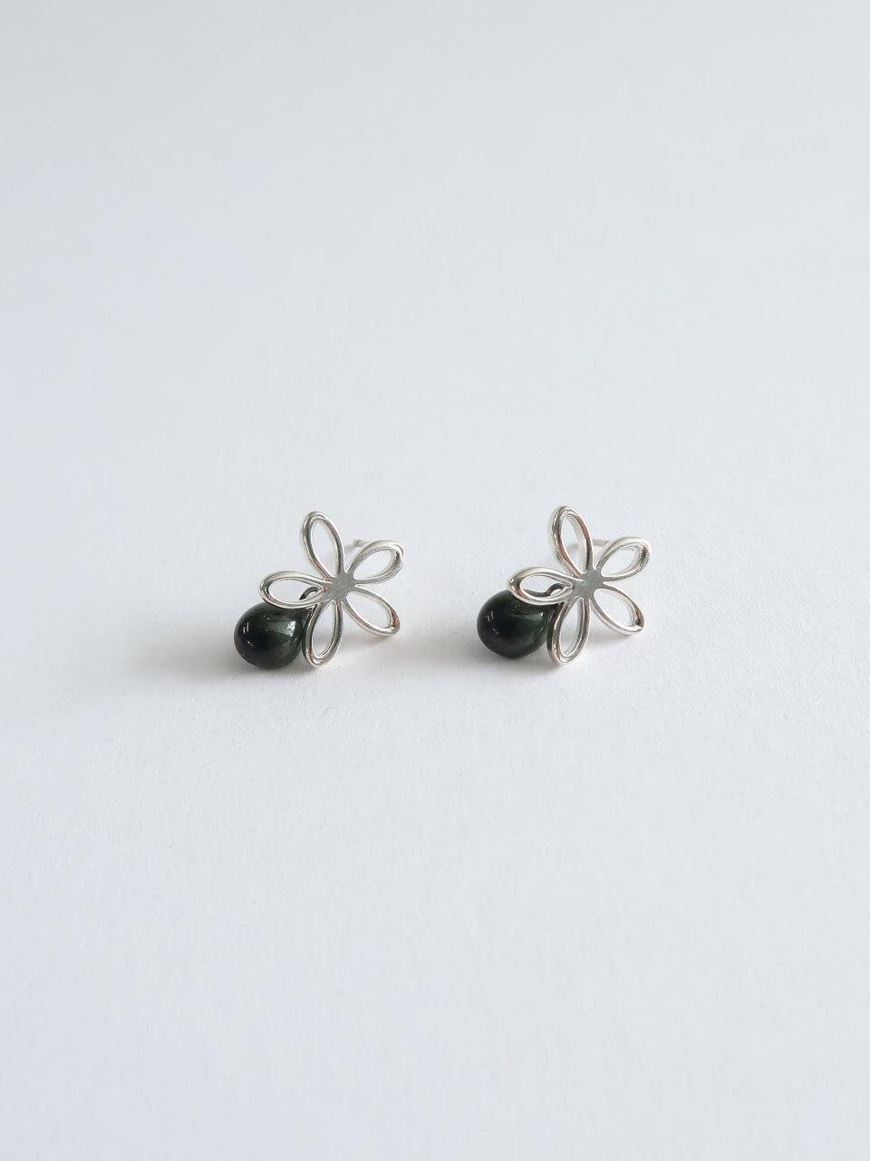 DOL silver 925 Line flower drop earring (DOL Spring leaf 03)