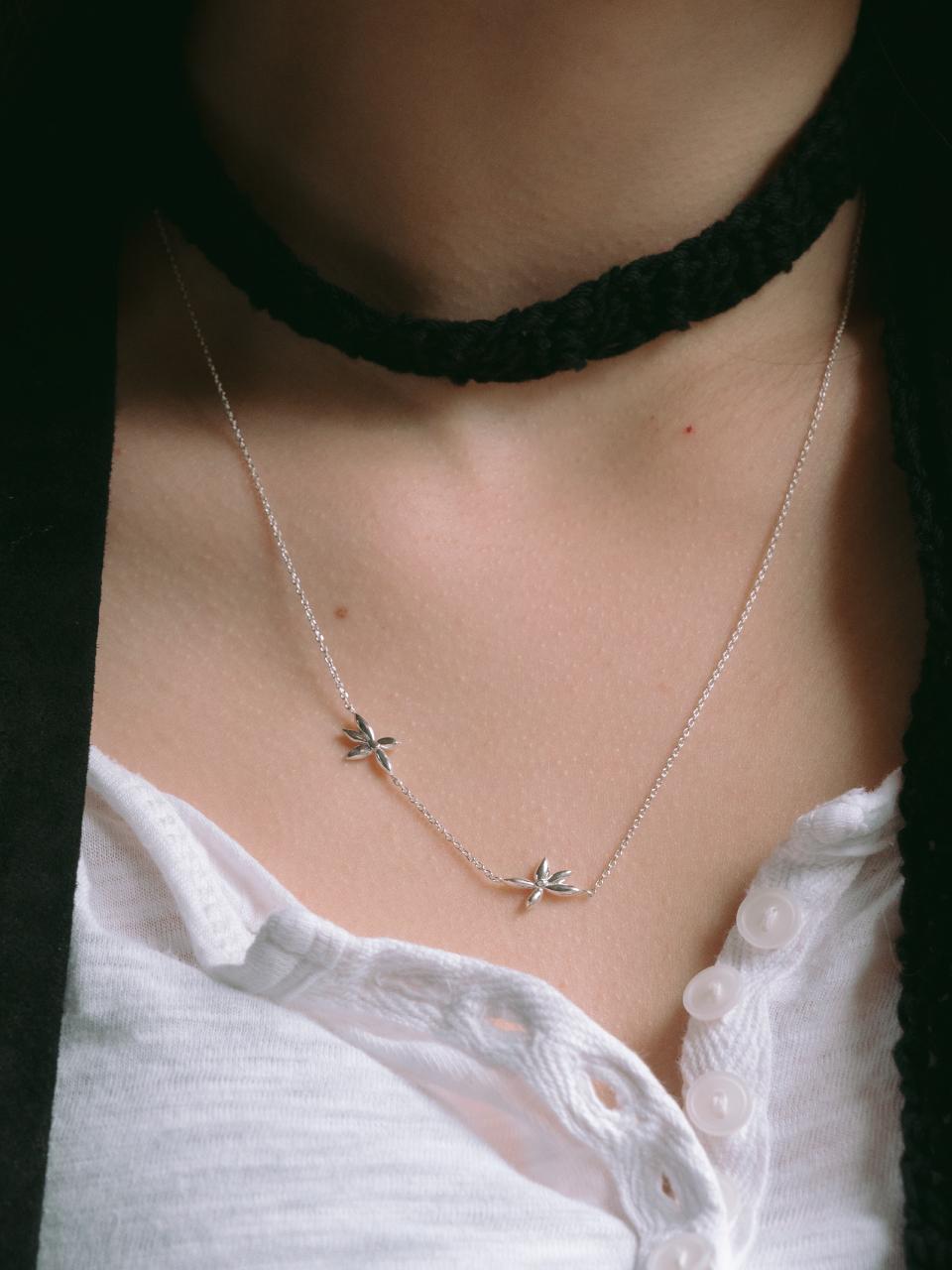 DOL Two Flower Choker [Silver/Gold]