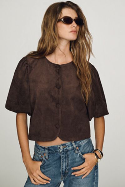 Dolan Left Coast Faux-Suede Puff Sleeve Jacket