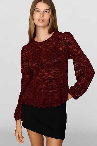 Dolan Left Coast Sheer Lace Peplum Top