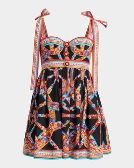Dolce & Gabbana Carretto-Print Bustier Mini Day Dress