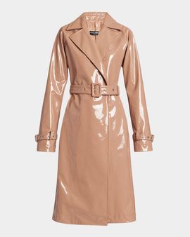 Dolce & Gabbana Coated Faux Leather Belted Trench Coat