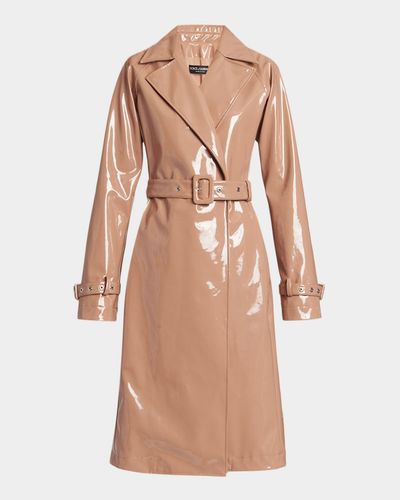 Dolce & Gabbana Coated Faux Leather Belted Trench Coat
