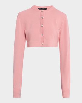 Dolce & Gabbana Crystal-Button Cashmere Crop Cardigan