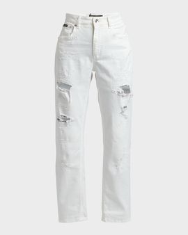 Dolce & Gabbana Distressed Denim Straight-Leg Pants