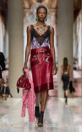 Dolce & Gabbana Dolce & Gabbana BuckleDetailed Leather Midi Skirt
