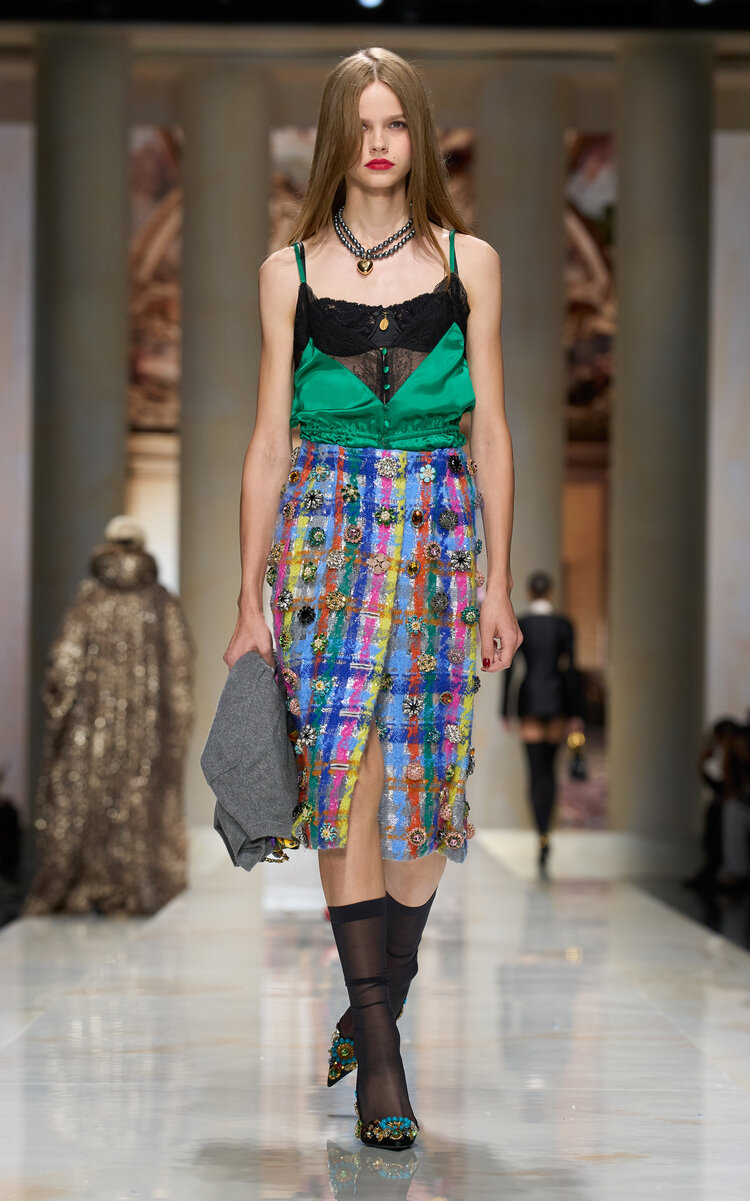 Dolce & Gabbana Dolce & Gabbana Embellished Tweed Midi Skirt