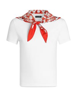 Dolce & Gabbana Dolce & Gabbana Embroidered Tee with Silk Scarf