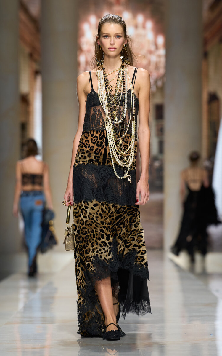 Dolce & Gabbana Dolce & Gabbana LeopardPrinted Flocked Chiffon Maxi Dress