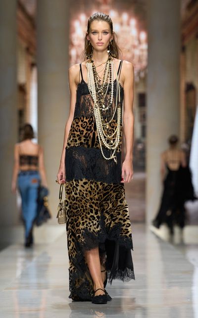 Dolce & Gabbana Dolce & Gabbana LeopardPrinted Flocked Chiffon Maxi Dress