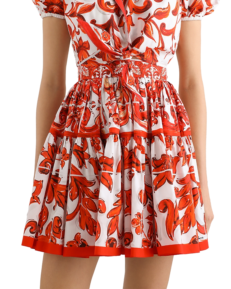 Dolce & Gabbana Dolce & Gabbana Majolica Print Poplin Short Skirt